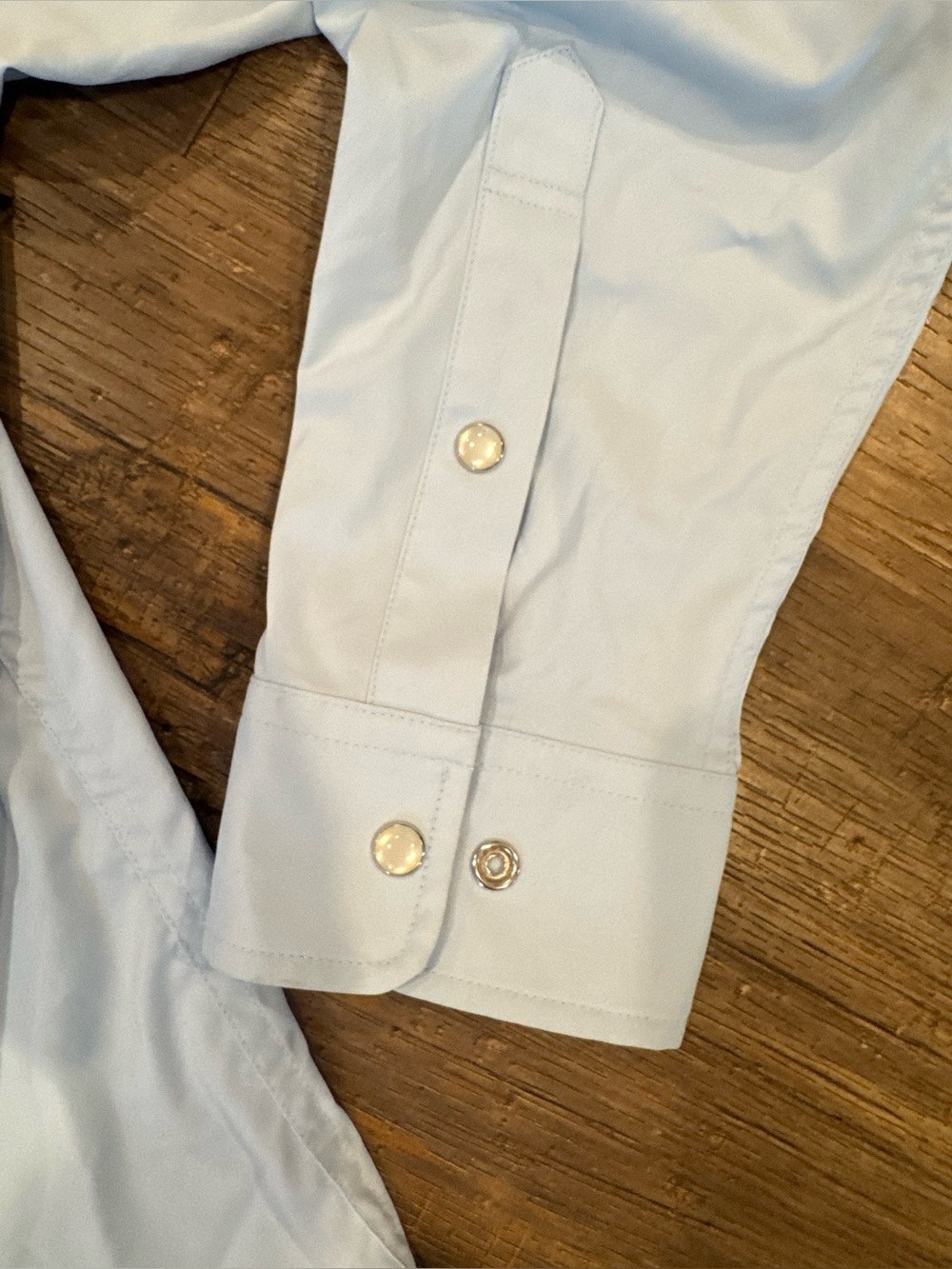 Poncho Outdoors San Gabriel Performance Western Pearl Snap Light Blue Shirt Sz M - Picture 5 of 5